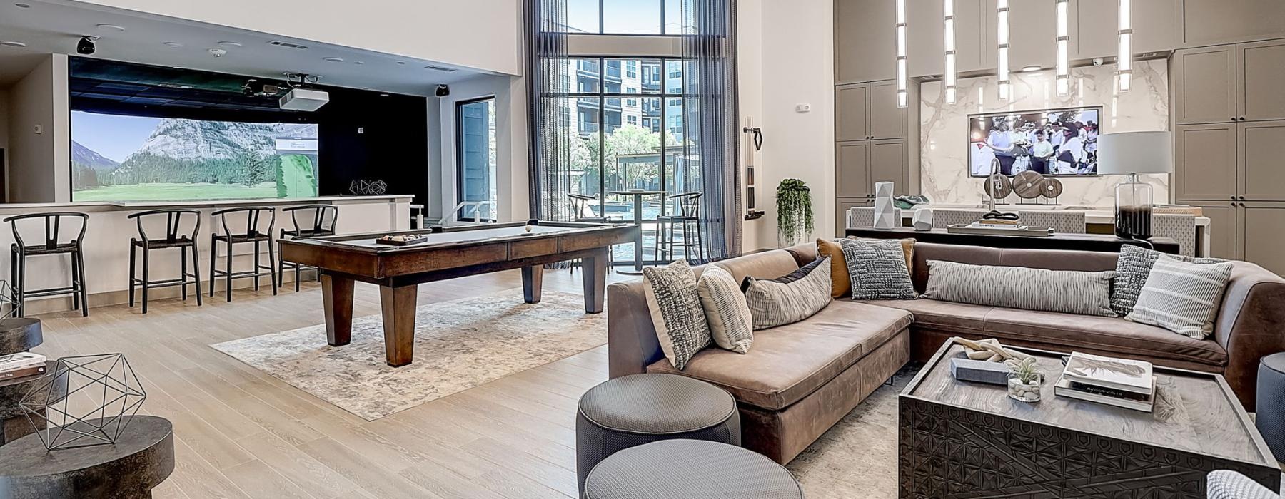 a living room with a fireplace