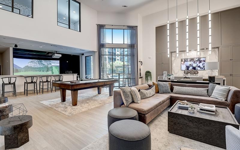 a living room with a fireplace